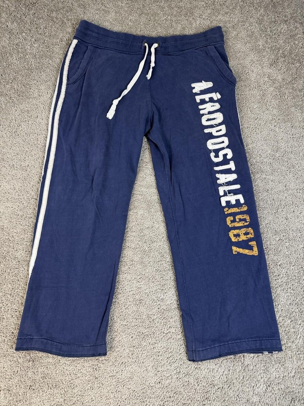 Aeropostale Pants Mens XL Blue Sweatpants Drawstring Elastic Waist Pockets